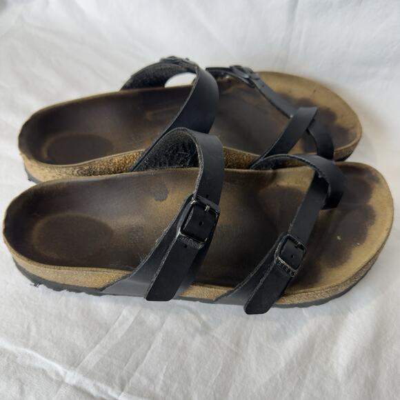 Birkenstock Womens Mayari Slip on Black Leather Sandals Size 40 USA 9/9.5 - Picture 4 of 7